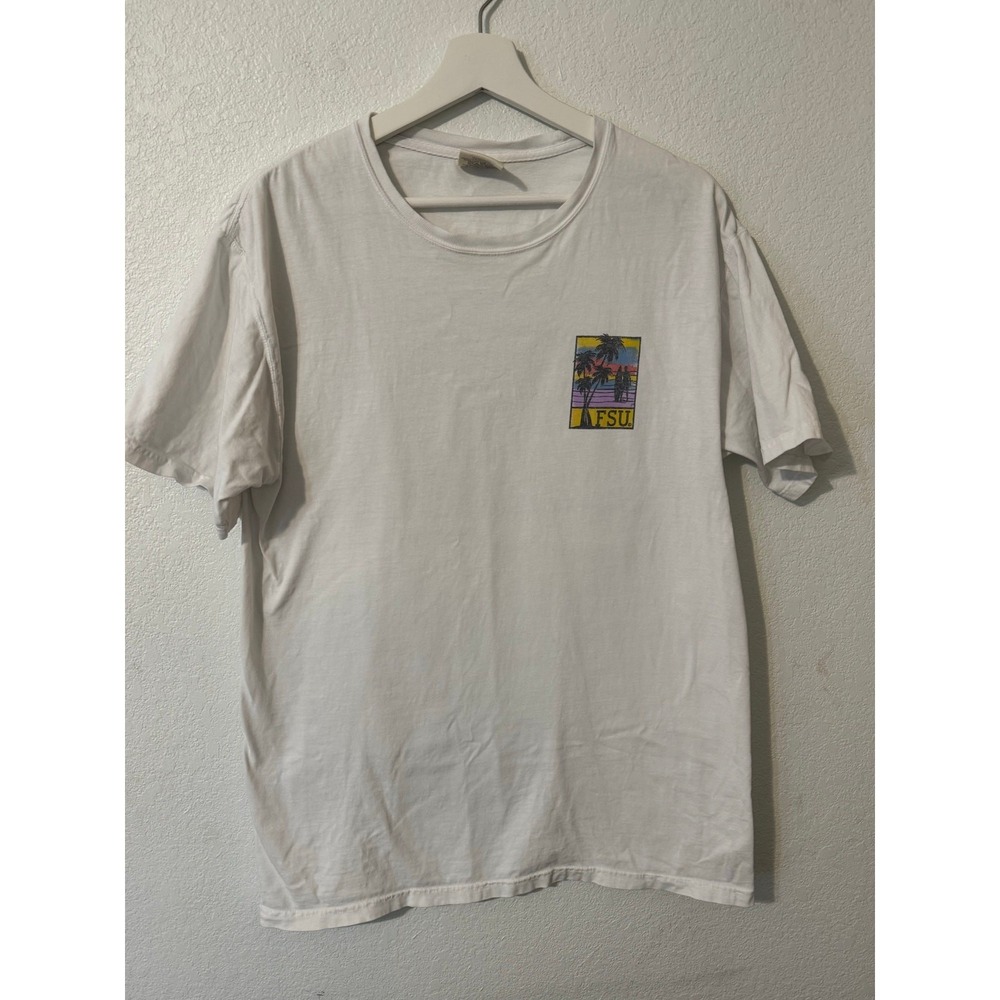 FSU Florida State Seminoles Mens T-Shirt Palm‎ Tree Surfers White Medium
